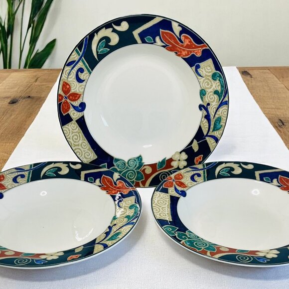 3 Pc. Christopher Stuart Optima HK201 Pasha's Palace Rimmed Soup Bowls 9.5" - Picture 4 of 14